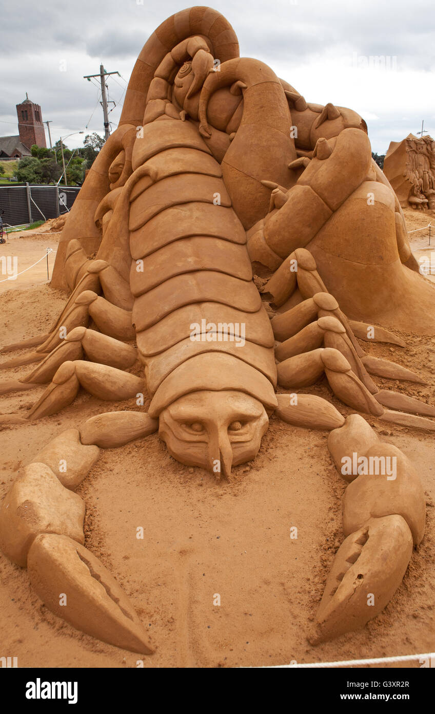 Sand Sculpture Tourist Attraction Creepy Crawiles at Frankston, Victoria  Australia Stock Photo - Alamy