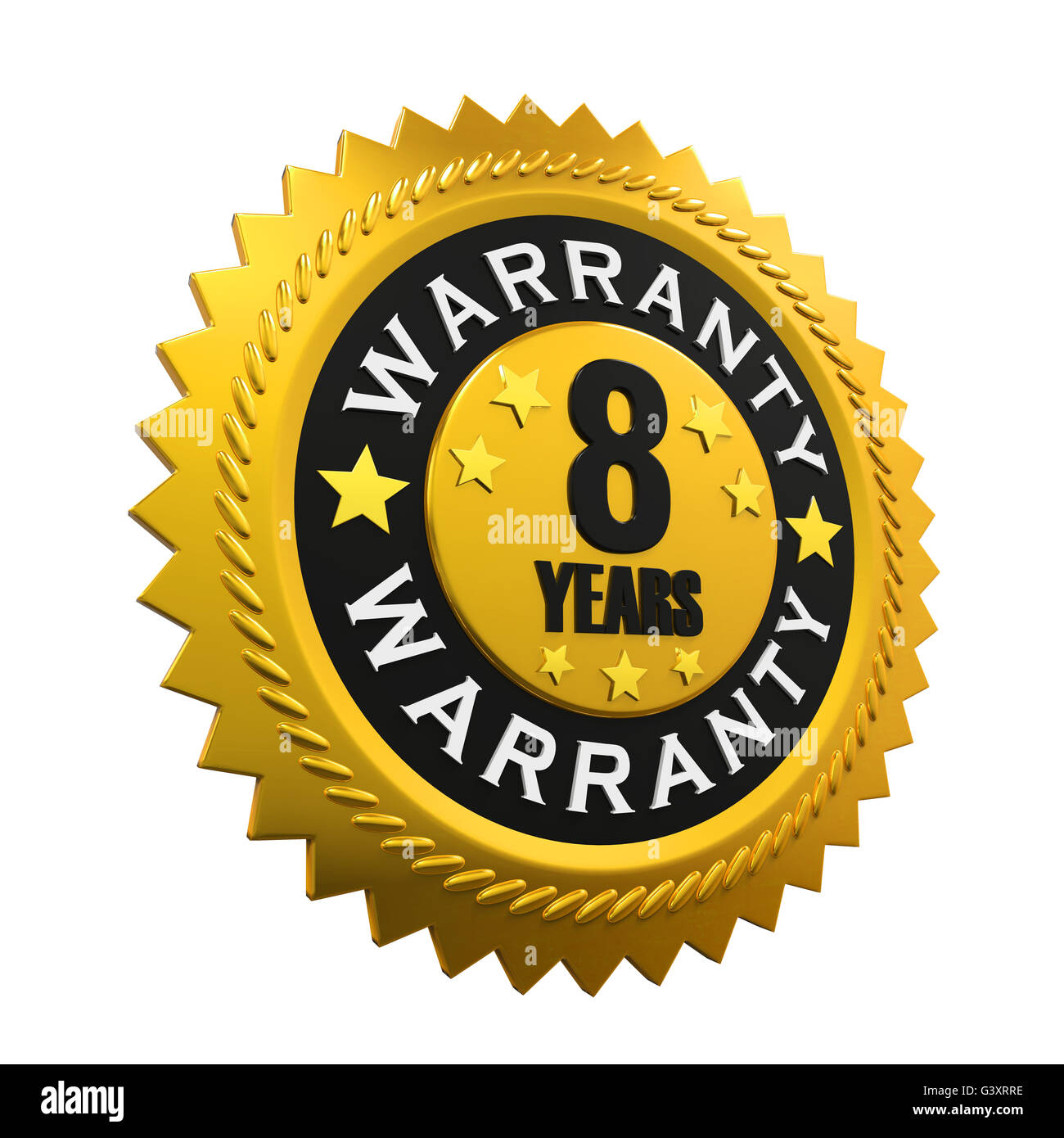 8 Years Warranty Sign Stock Photo