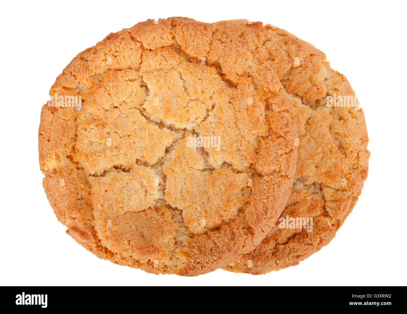 Baked biscuit closeup isolated on white background Stock Photo