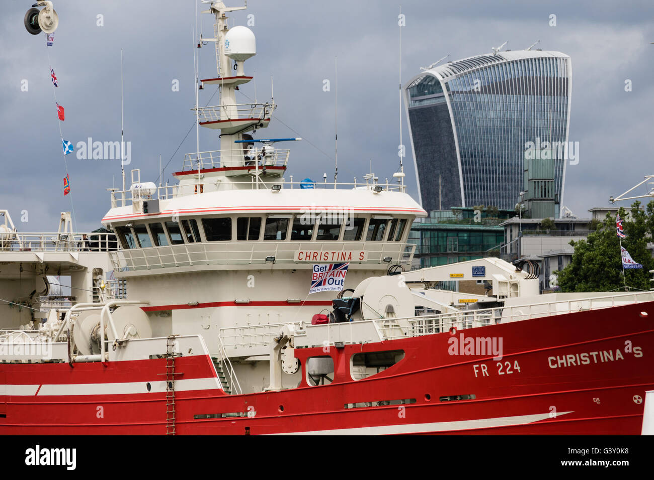 London, UK. 16th June 2016. The final three fishing boats, Christina S