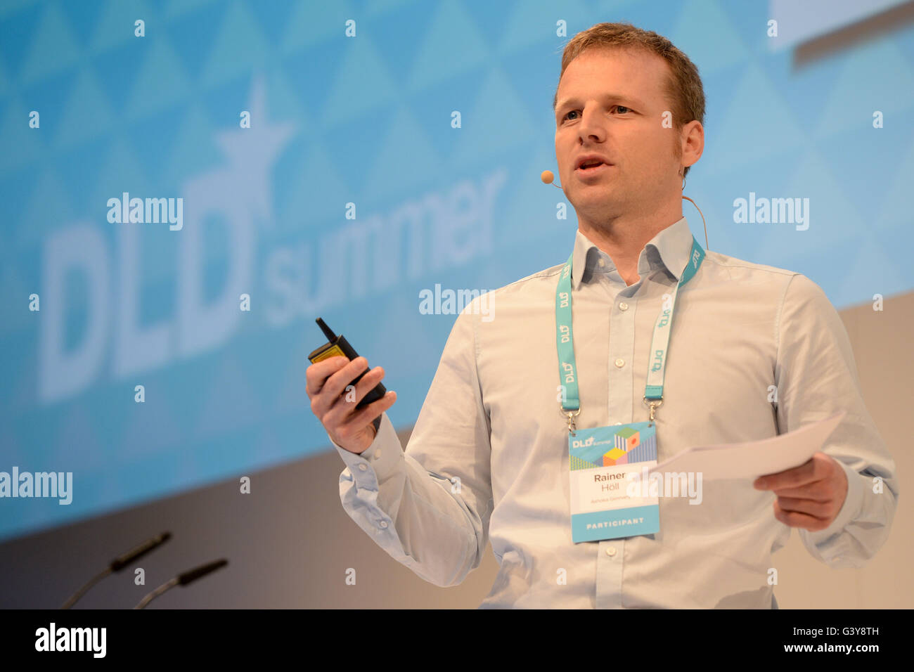 MUNICH/GERMANY - JUNE 16: Rainer Höll (Ashoka Germany ) speaks onstage during the DLDsummer Conference  2016 at Haus der Kunst, Munich. DLDsummer takes place  June 16-17, 2016 and focuses on the changing through digitalization in the areas of life, work and business (Photo: picture alliance for DLD/Jan Haas) | usage worldwide Stock Photo