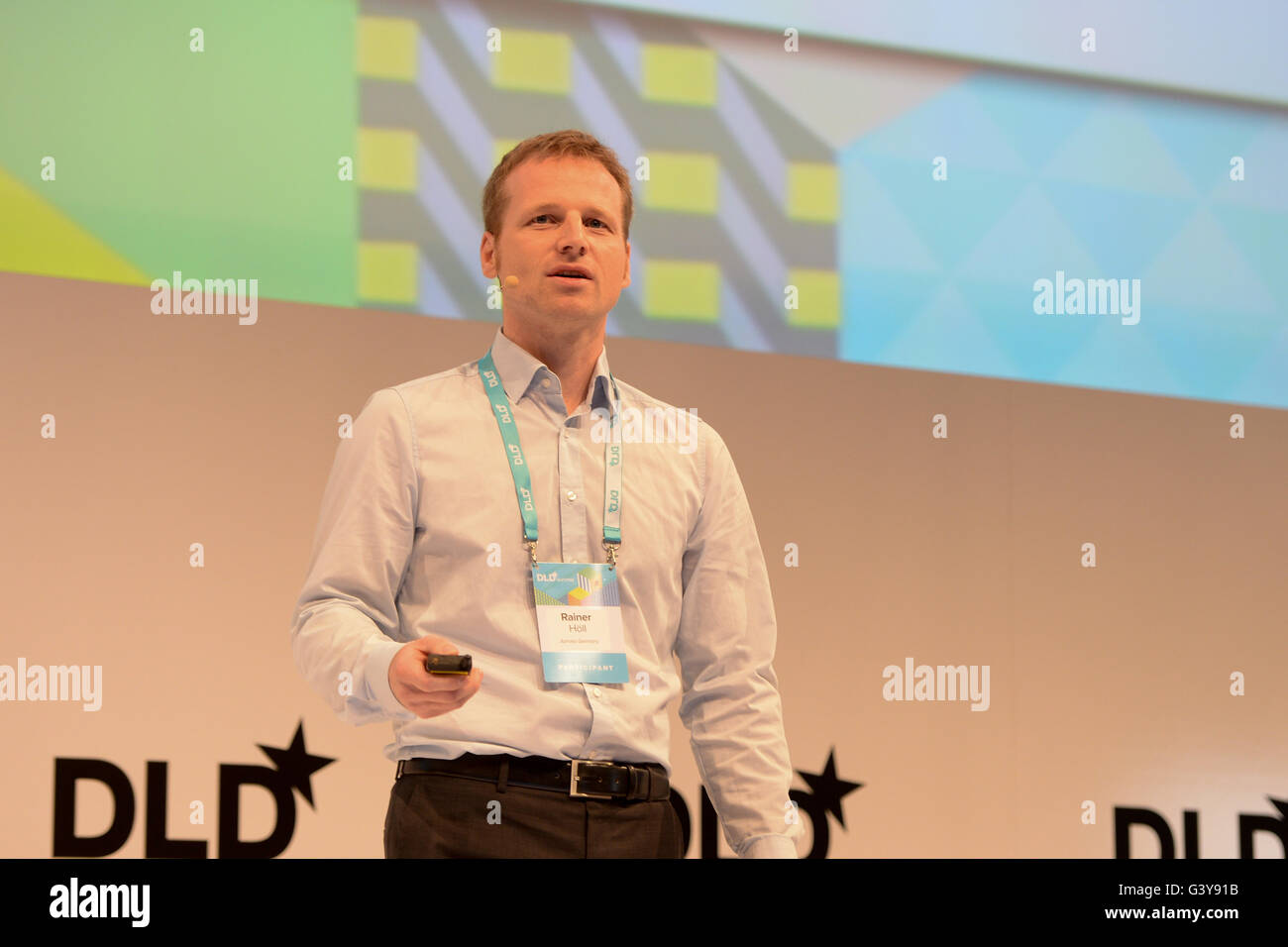 MUNICH/GERMANY - JUNE 16: Rainer Höll (Ashoka Germany ) speaks onstage during the DLDsummer Conference 2016 at Haus der Kunst, Munich. DLDsummer takes place June 16-17, 2016 and focuses on the changing through digitalization in the areas of life, work and business (Photo: picture alliance for DLD/Jan Haas) | usage worldwide Stock Photo