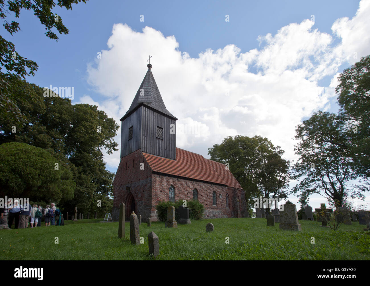 Redbrick church in Gross Zicker, Moenchgut peninsula, Ruegen Island, or Rugia Island, Mecklenburg-Western Pomerania Stock Photo