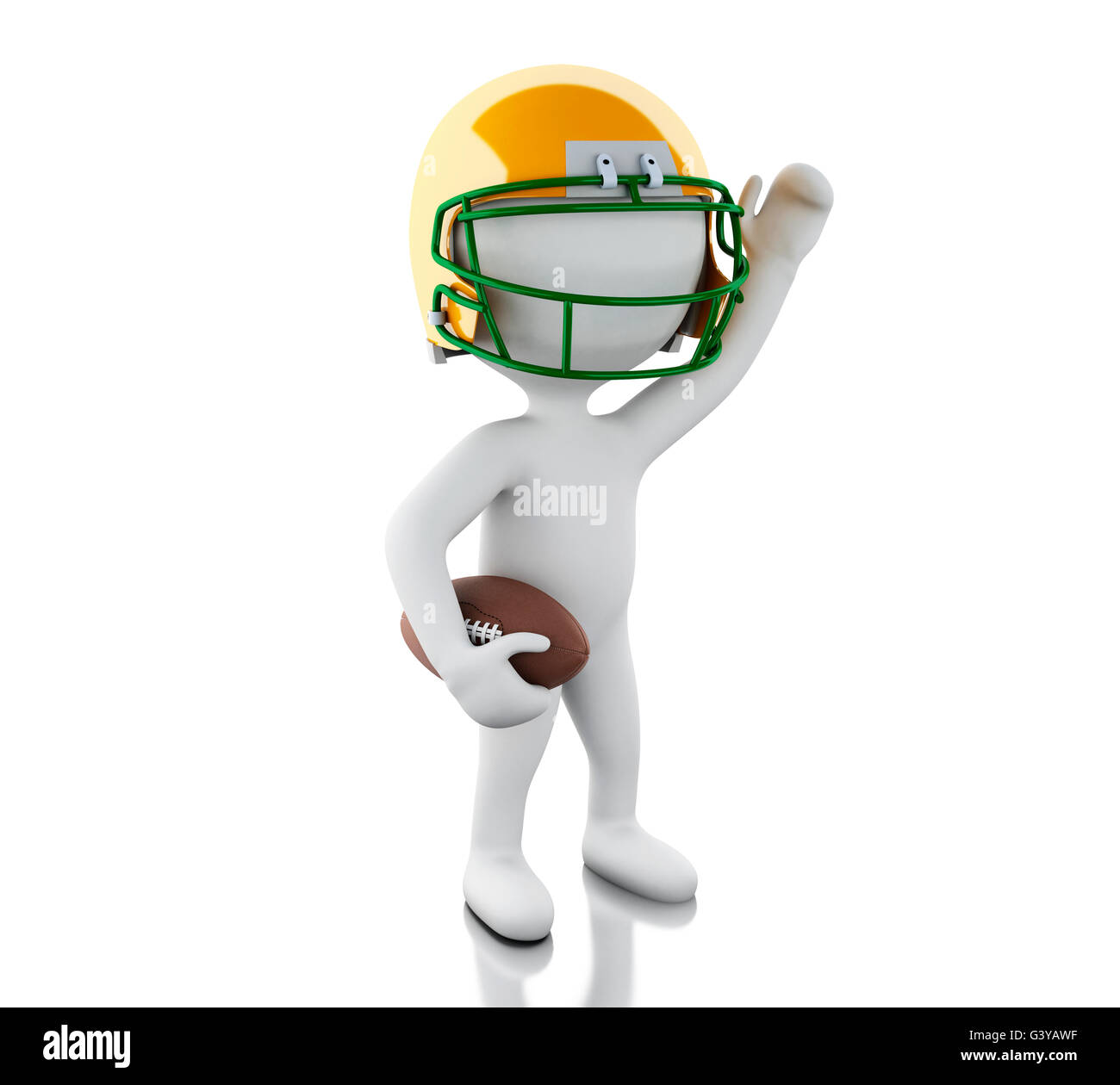 3d renderer image. American football player with ball. Sport concept ...
