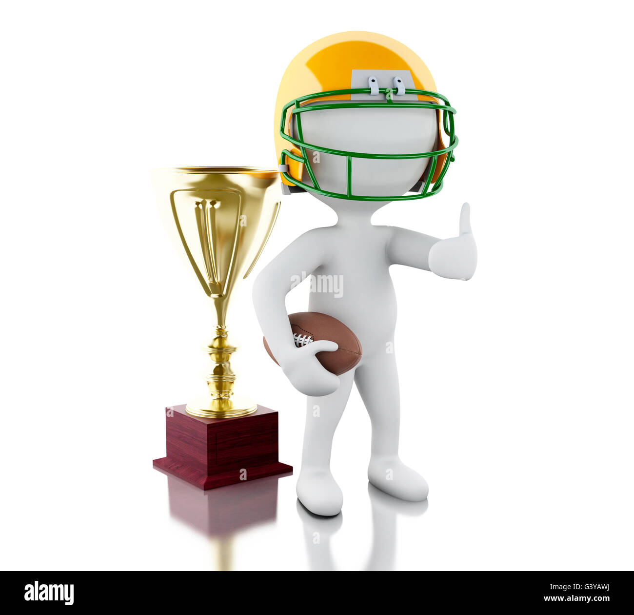 3d renderer image. American football player with ball. Sport concept ...