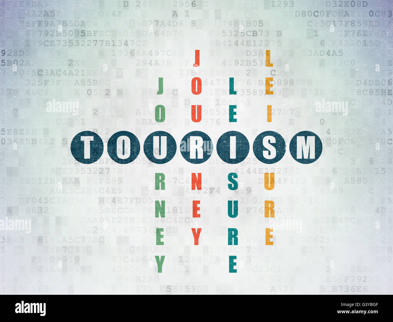 Travel concept Tourism in Crossword Puzzle Stock Photo Alamy