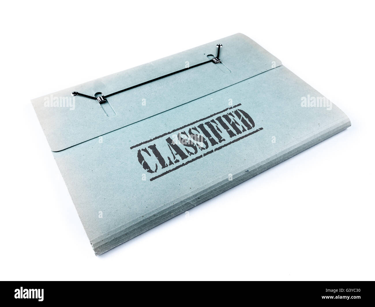 Folder with classified files on white background Stock Photo