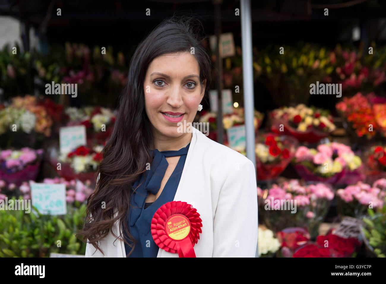 Labour party candidate Dr Rosena Allin-Khan outside Tooting Broadway ...
