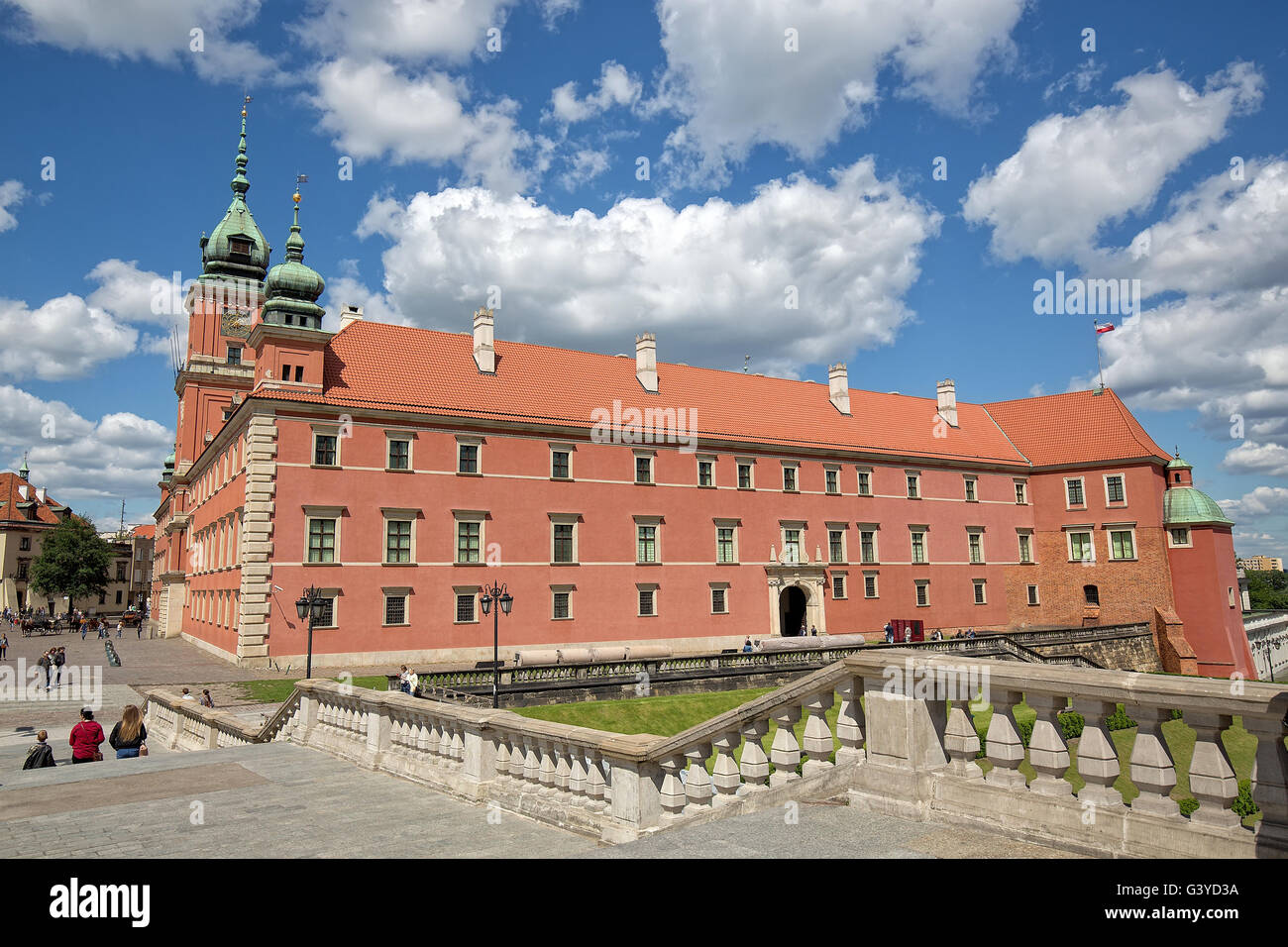 The Royal Castle in the Castle Square, at the entrance to the Warsaw Old Town in Poland Stock Photo