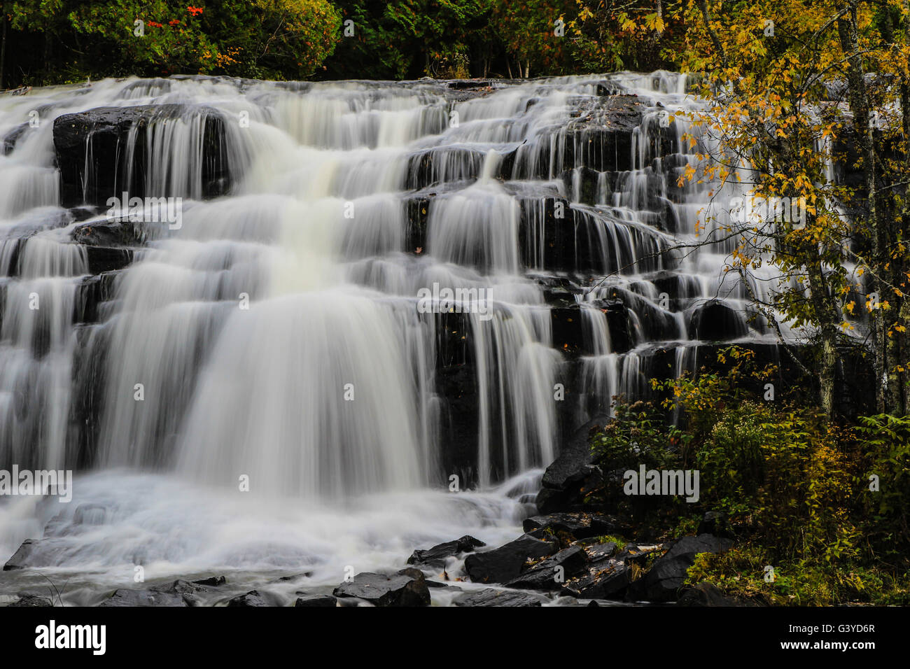 Michigan's Bond Falls In Autumn. Beautiful Bond Falls in Michigan's Upper Peninsula in the autumn. Stock Photo