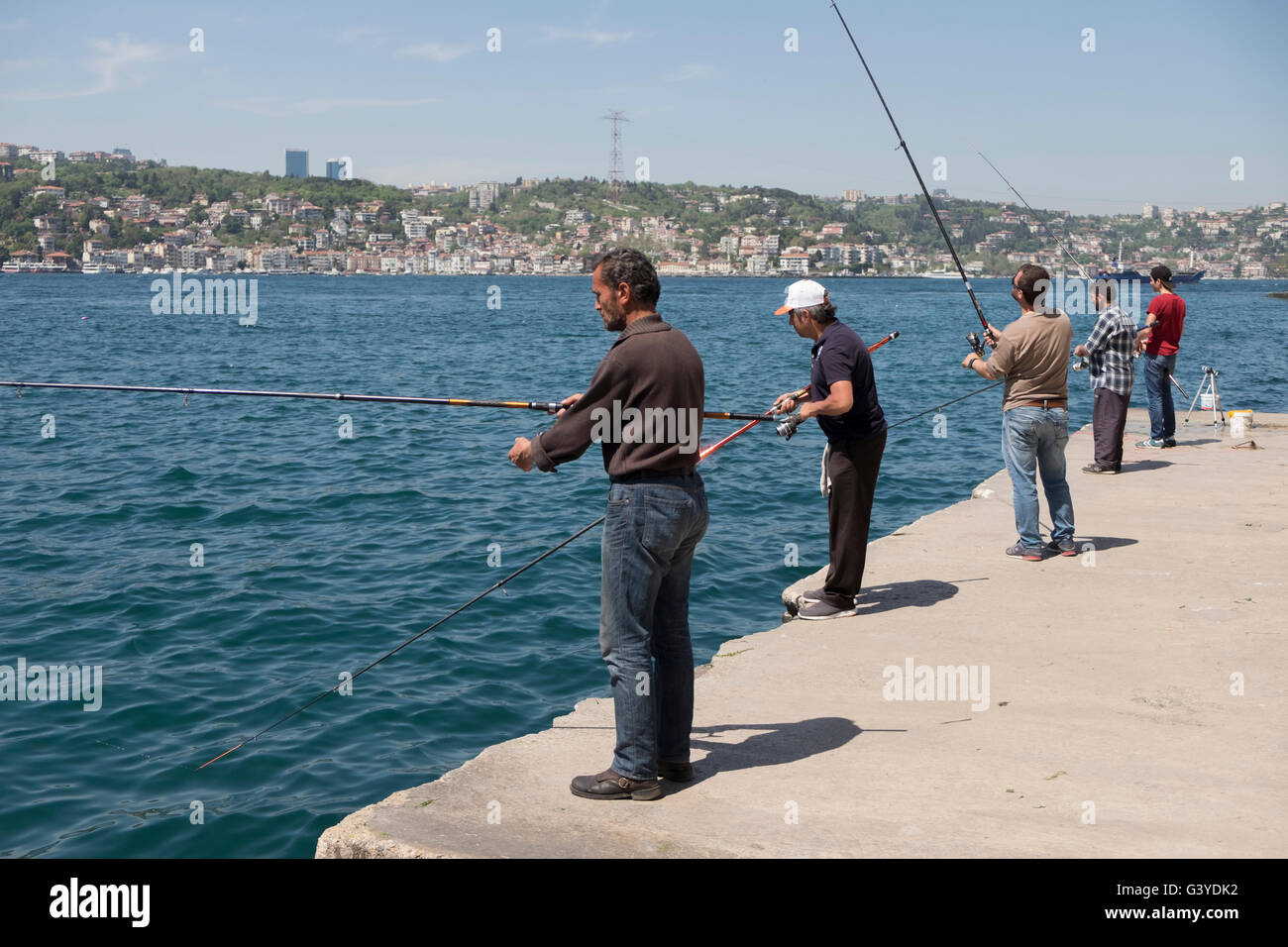 Men fishing from the bosphorus in istanbul, Turkey Stock Photo Alamy