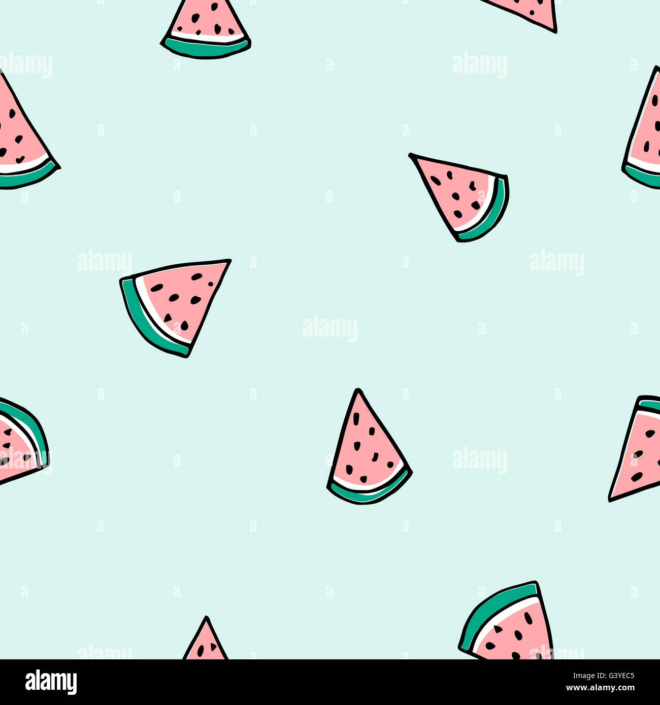 Seamless repeating pattern with hand drawn slices of watermelon on ...