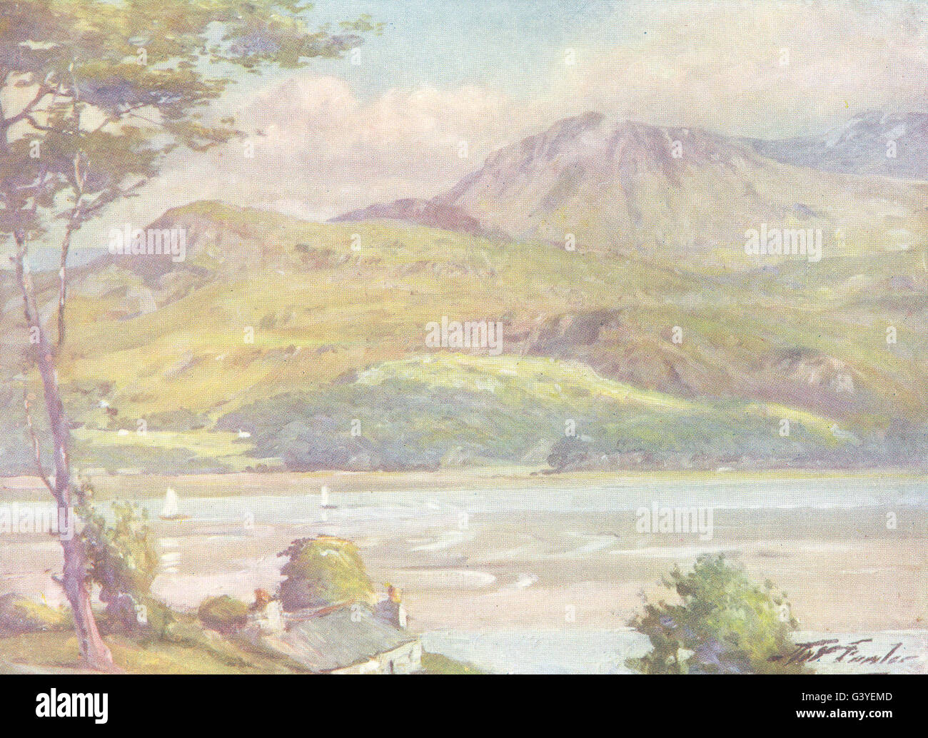 WALES: The Shore near Harlech-Afternoon, antique print 1905 Stock Photo