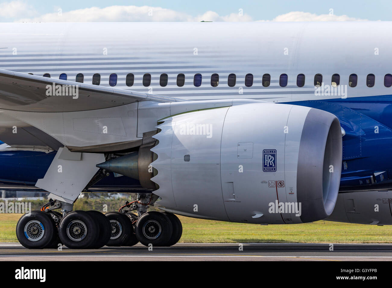 Rolls Royce Trent 1000 engines on Boeing 787-9 Dreamliner at the  Farnborough International Airshow Stock Photo - Alamy