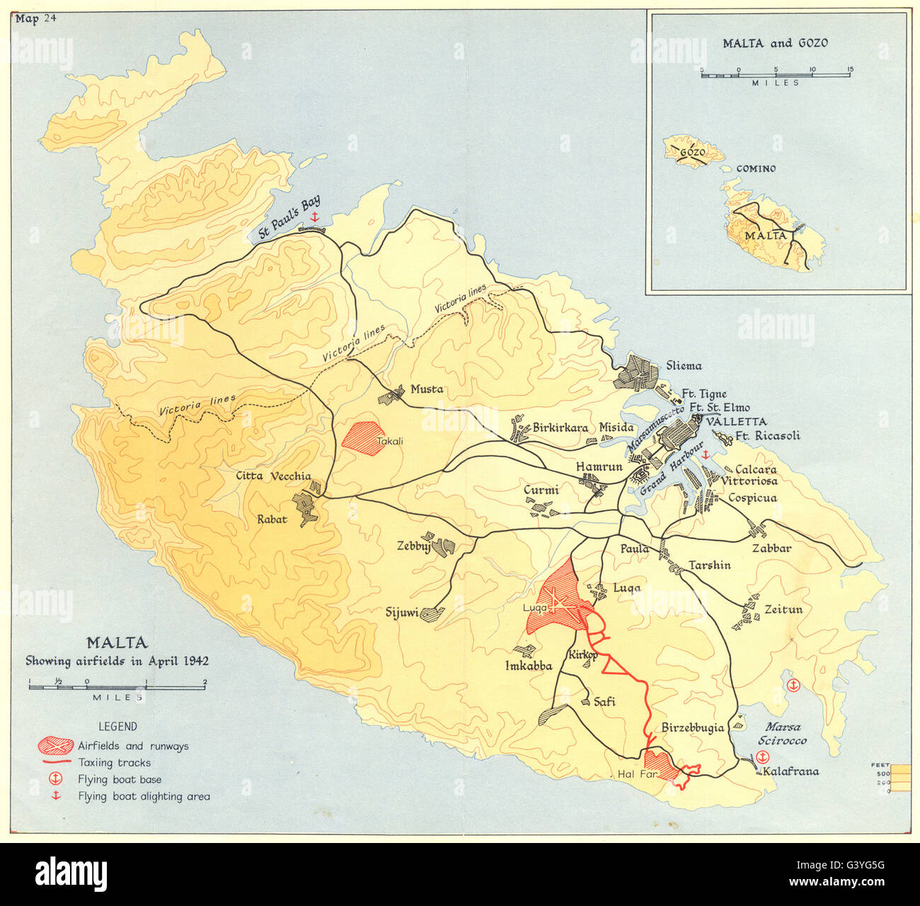 Malta WW2 Airfields Map