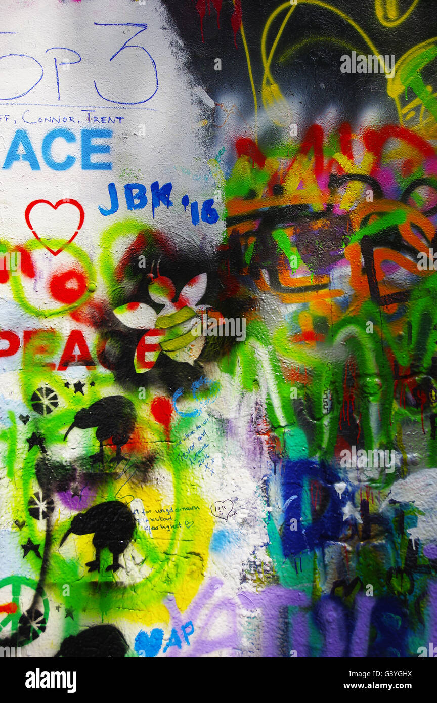 Detail of John Lennon Wall, Prague Stock Photo
