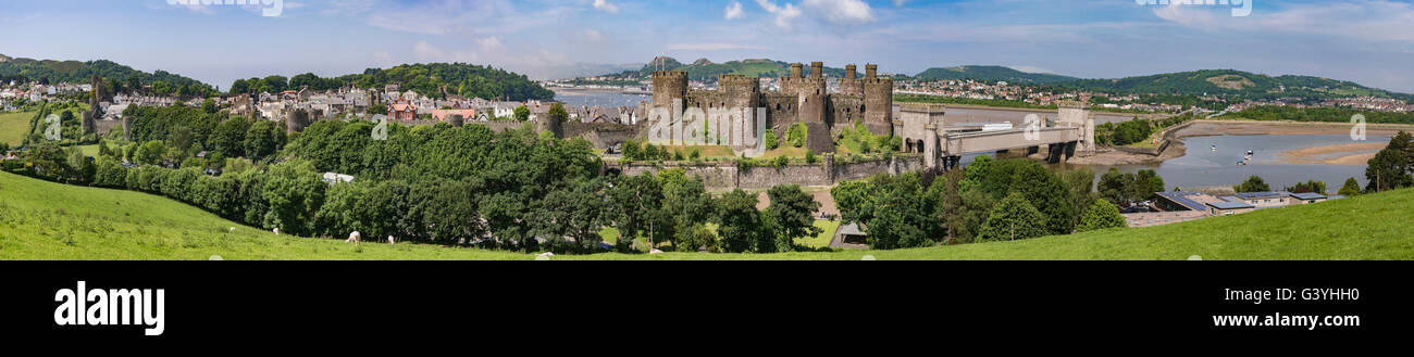 Conwy Castle Clwyd North Wales on the river Conwy. Conway. Medieval walled town. Stock Photo