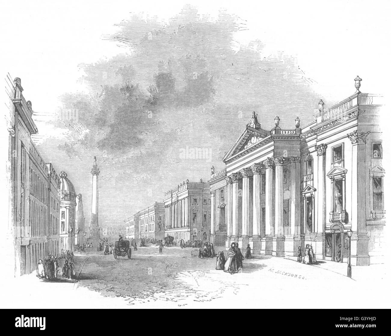 NORTHUMBERLAND: Newcastle: Grey Street, antique print 1850 Stock Photo