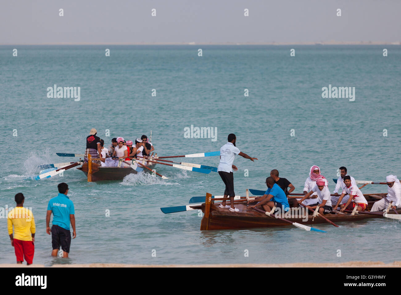 Rowing competition at Senyar, Katara Cultural Village, Doha Stock Photo ...