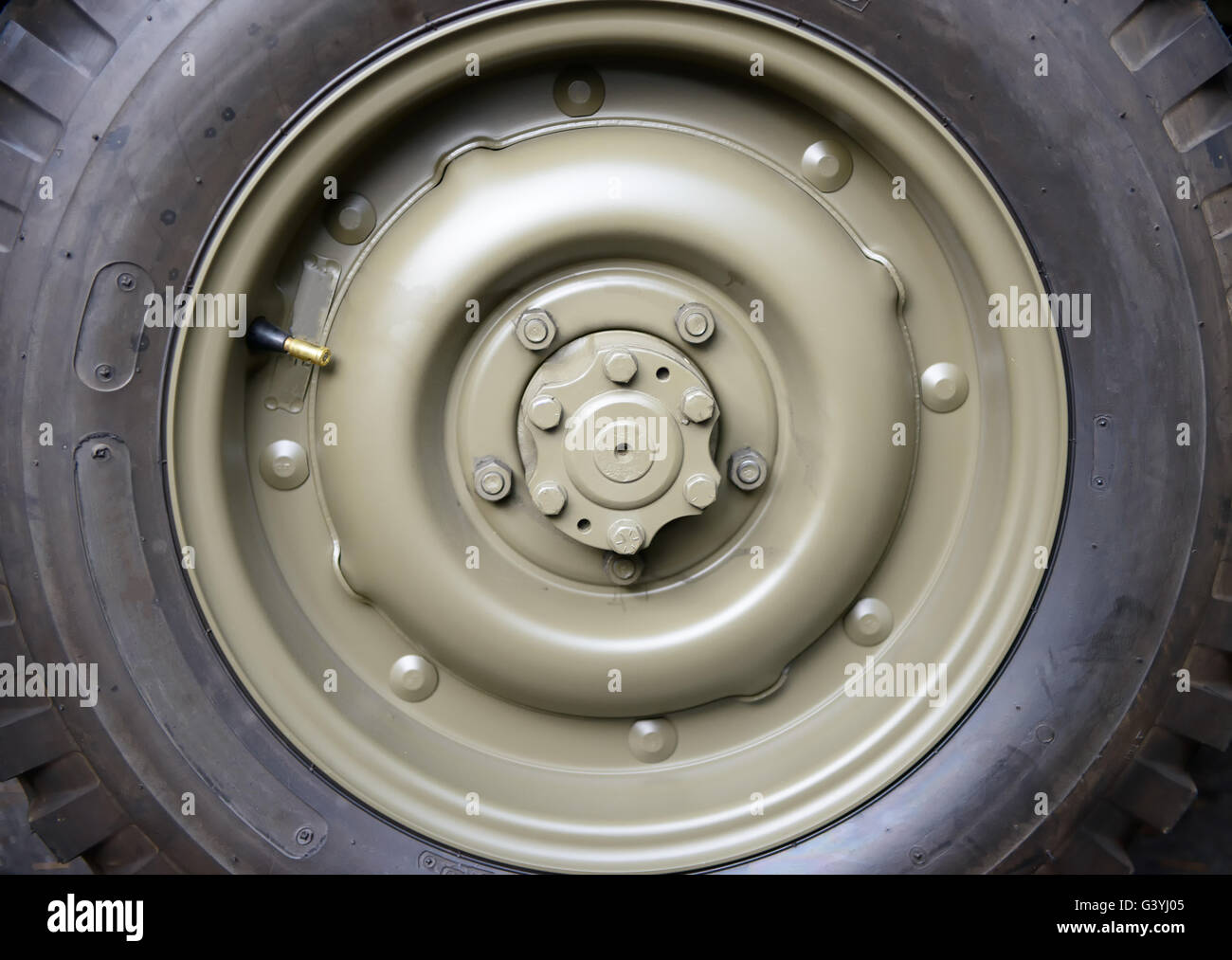 a close up of military vehicle wheel Stock Photo - Alamy