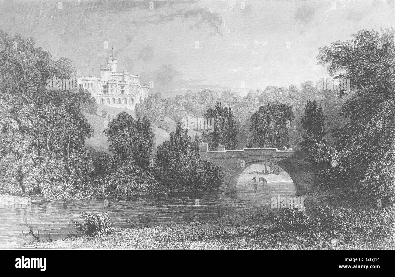 DURHAM: Lambton Castle, Durham (Allom) , antique print 1832 Stock Photo