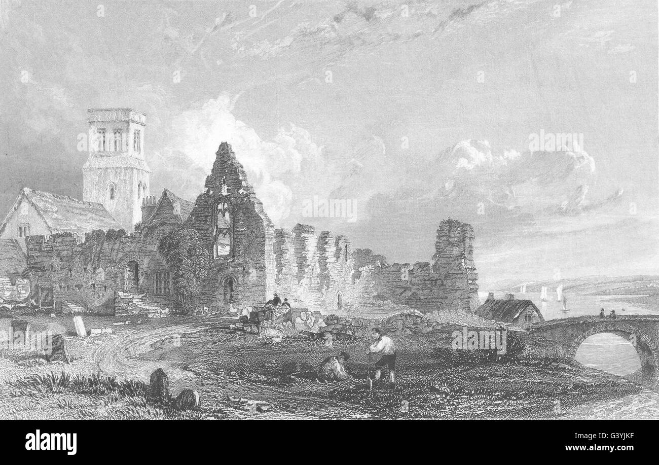 DURHAM: Jarrow on the Tyne, Durham (Allom) , antique print 1832 Stock Photo