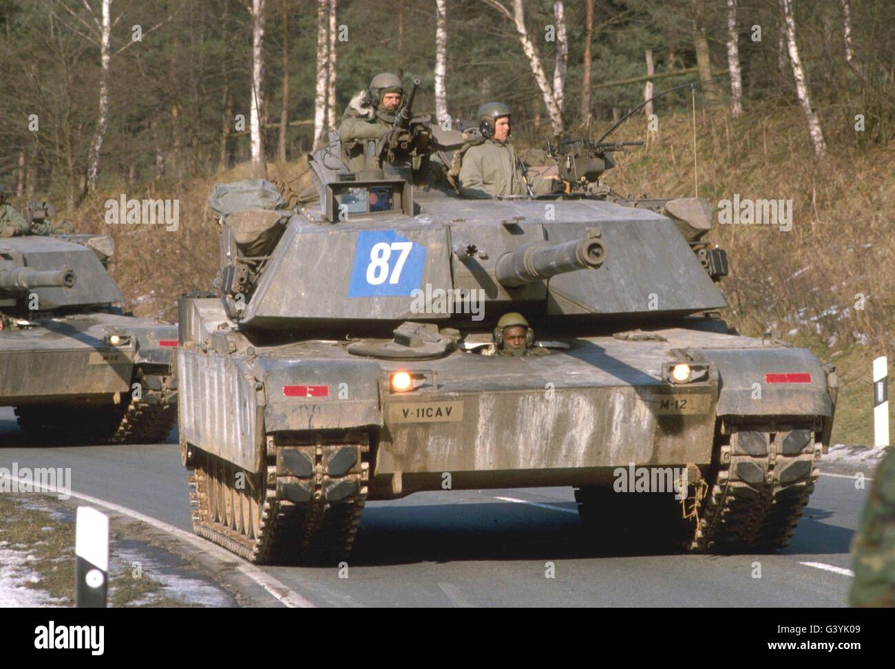 US Army, tanks M 1 'Abram' during  NATO exercises in Germany Stock Photo