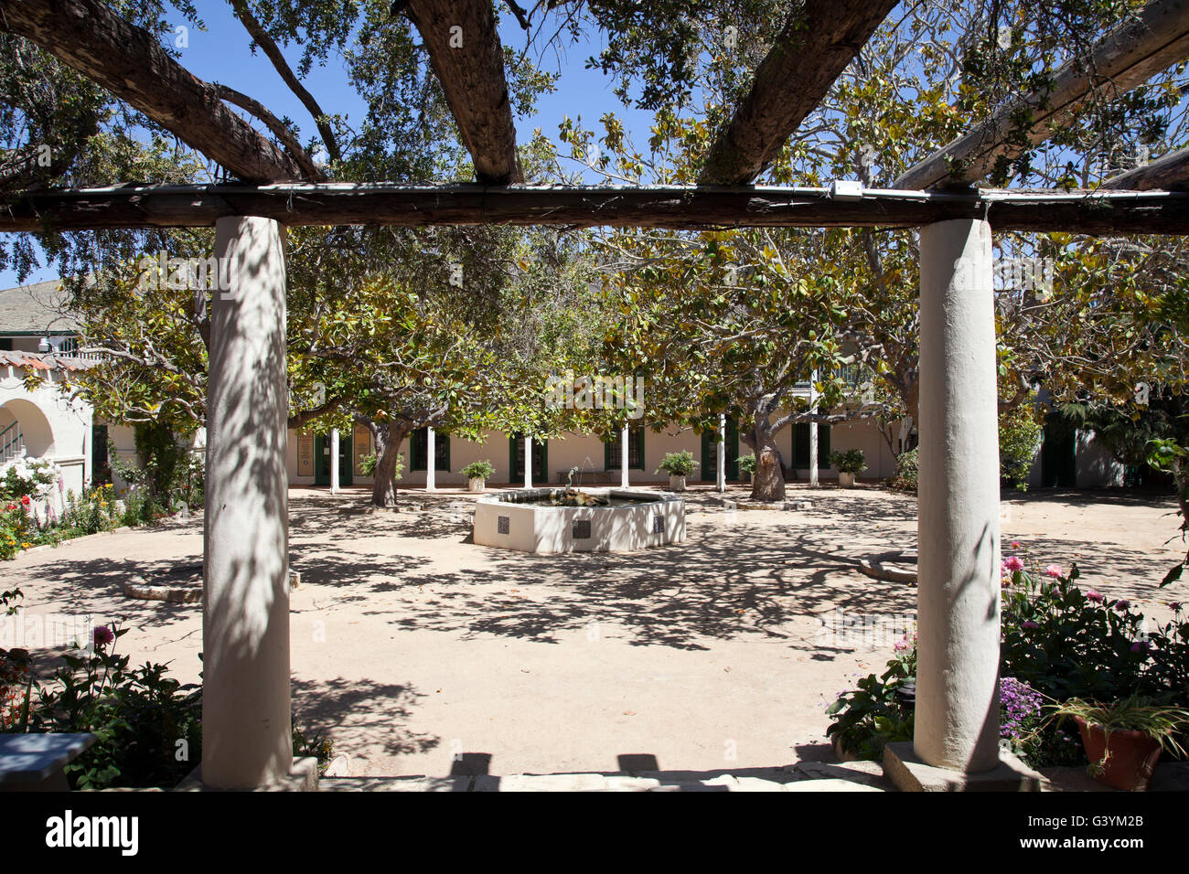 Memory Garden, behind Pacific House Museum at Custom House Plaza, Monterey State Historic Park, California. Stock Photo