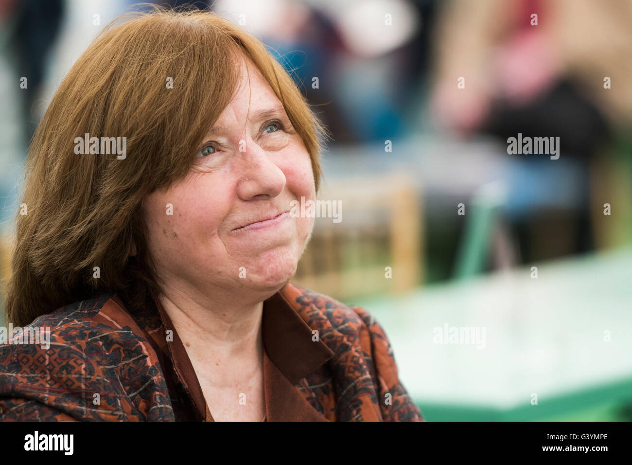 Svetlana Alexievich, Belarusian investigative journalist and non-fiction prose writer , Nobel Literature Laureate 2015.  At The Hay Festival, Saturday 28 May 2016 Stock Photo
