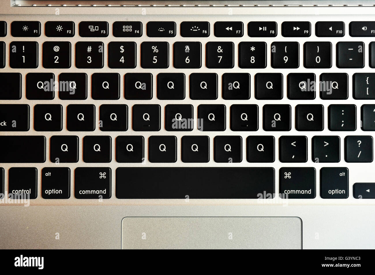 A keyboard of Q keys on a MacBook Pro laptop Stock Photo