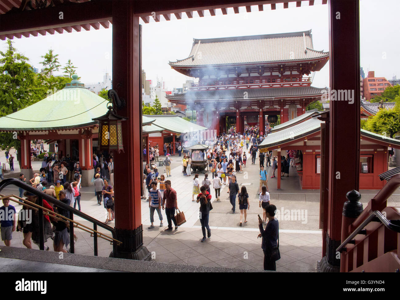 TOKYO - MAY, 2016: People visit Senso-ji shrine in Asakusa on June 01, 2016 Stock Photo