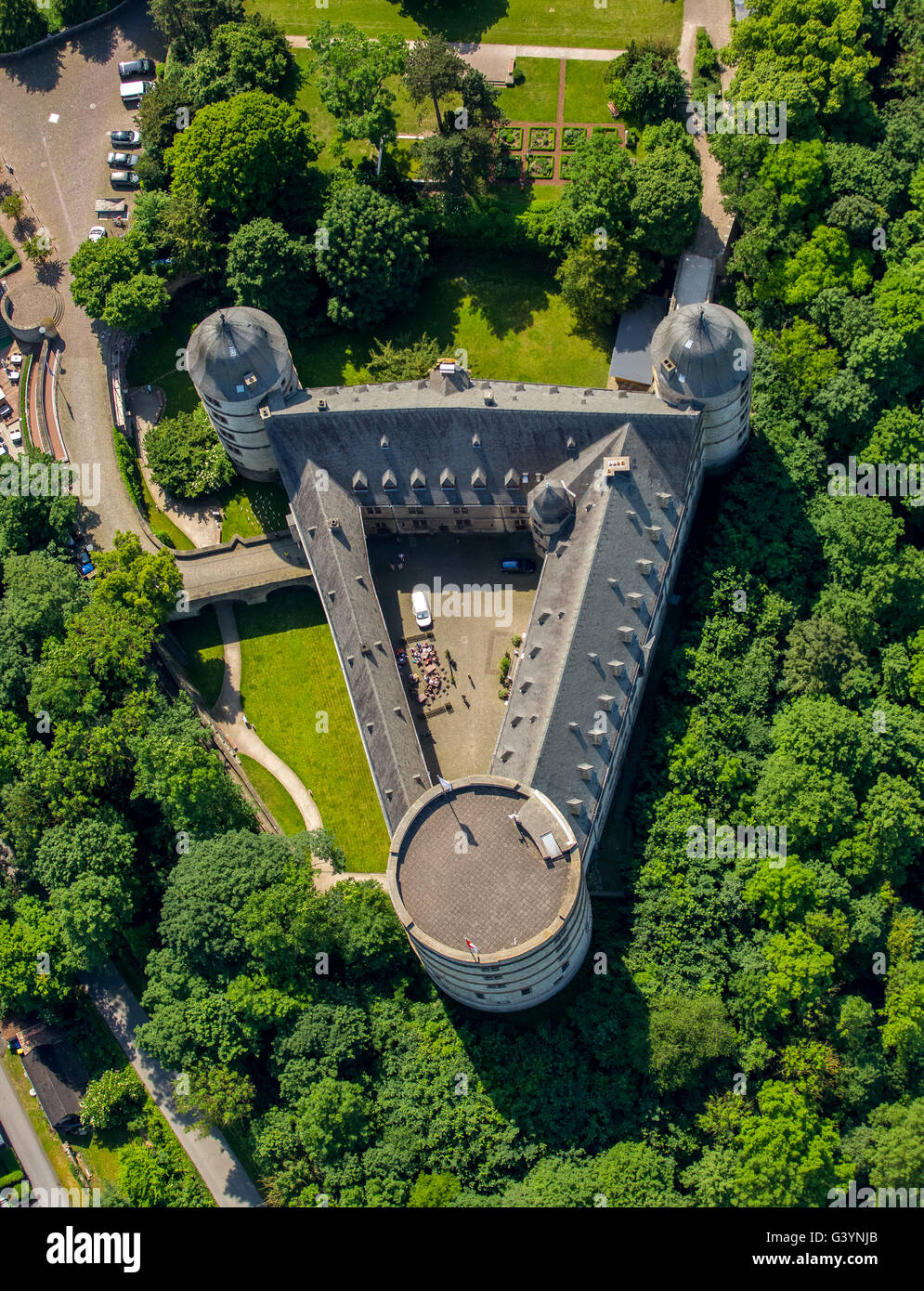 Aerial view, Wewelsburg, hill Castle in the district Wewelsburg town ...