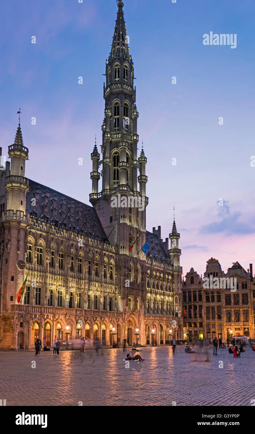 Grand Place Hôtel de Ville Brussels Belgium Stock Photo