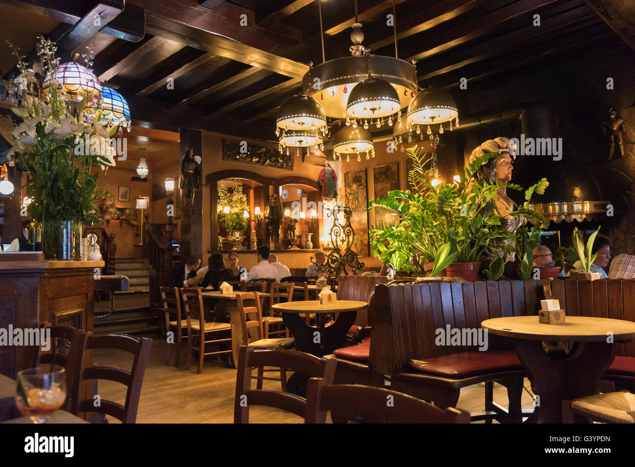 La Chaloupe d’or brasserie interior Grand Place Brussels Belgium Stock Photo