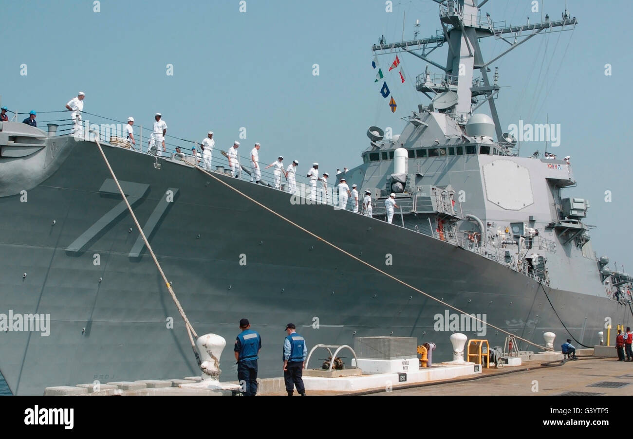 The guided missile destroyer USS Ross. Stock Photo