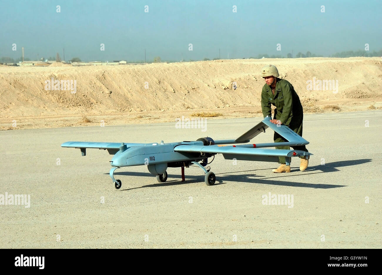 A RQ-7 Shadow 200 Tactical Unmanned Aerial Vehicle. Stock Photo