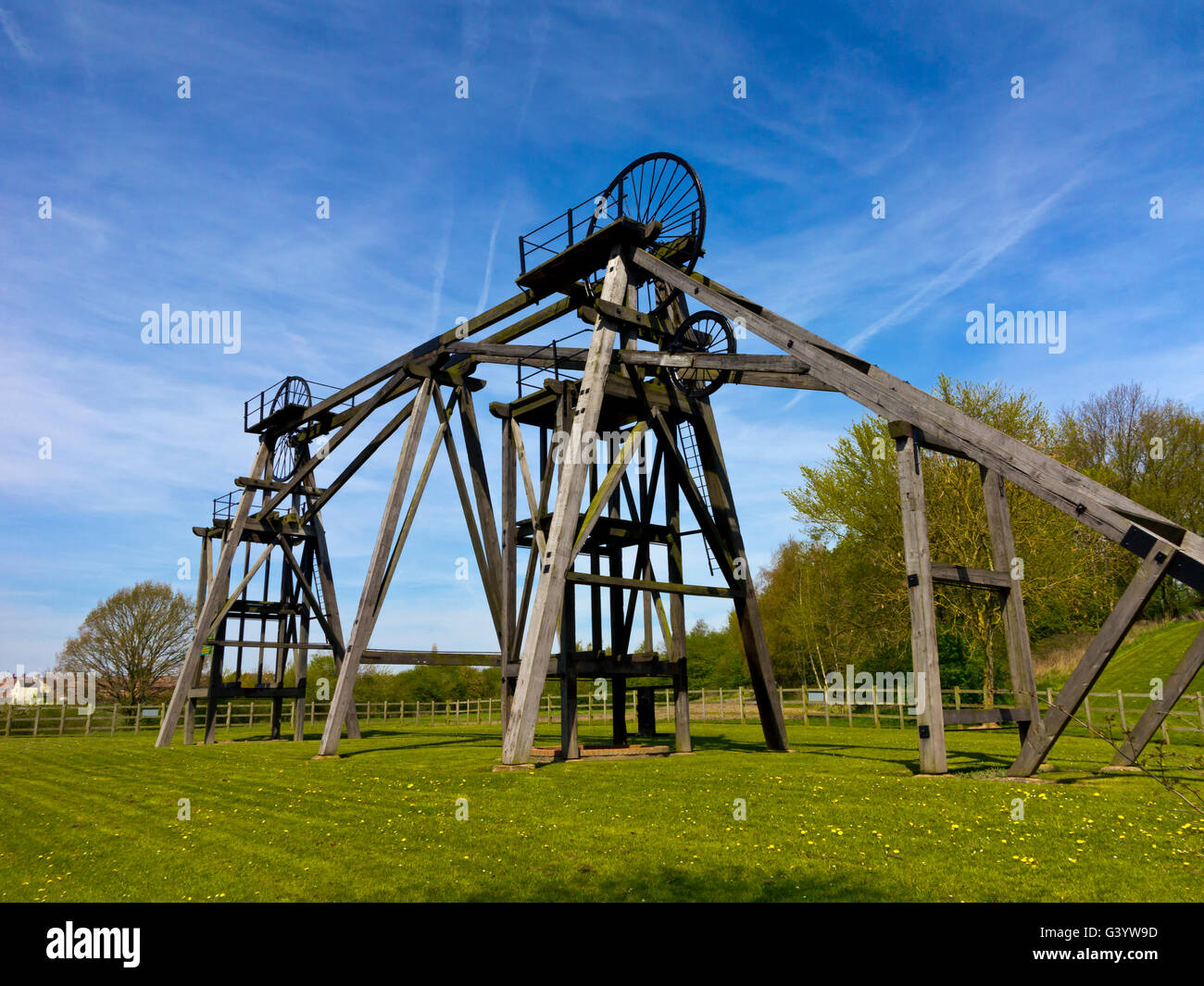 Brinsley Headstocks the remains of a former coal mine near Eastwood in Nottinghamshire England UK which closed in 1934 Stock Photo