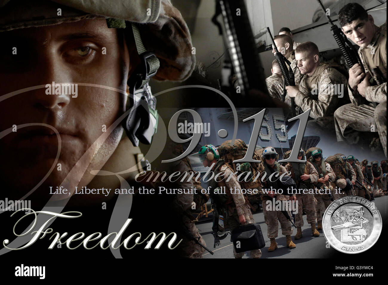 Illustration of crew members involved in Operation Enduring Freedom. Stock Photo