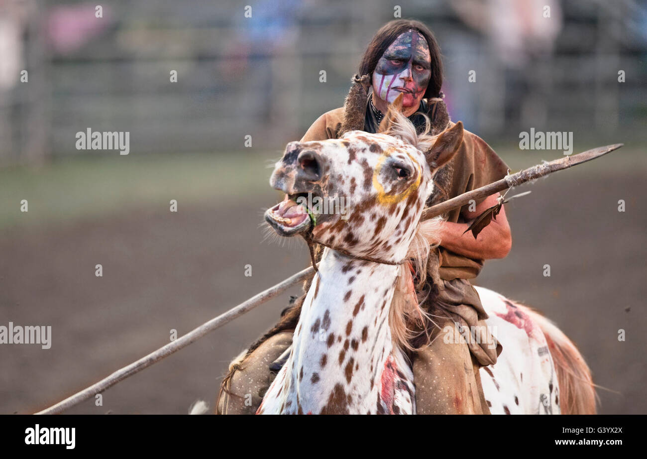 Comanche Warrior in full war dress at the Rock Bottom Rodeo in Arkansas