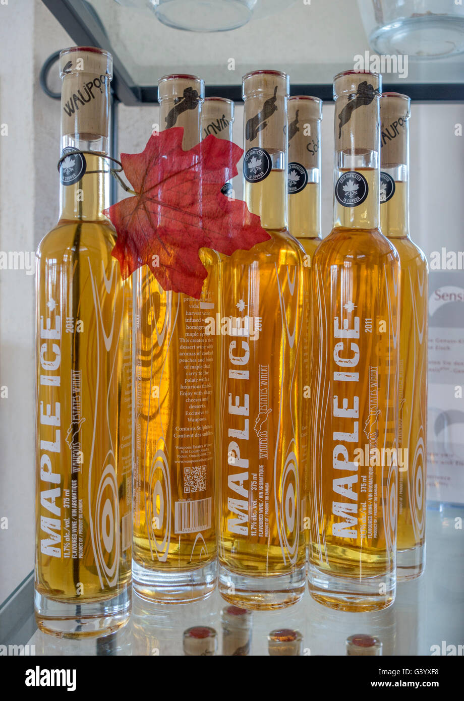 Waupoos Winery Maple Ice Wine Bottles For Sale On A Shelf, Waupoos
