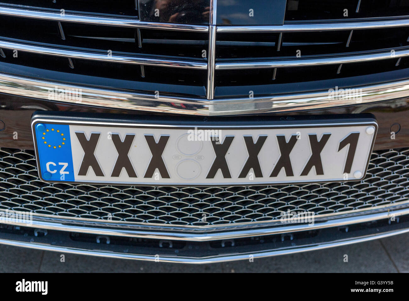 Unusually car license plate declared in the Czech Republic Stock Photo