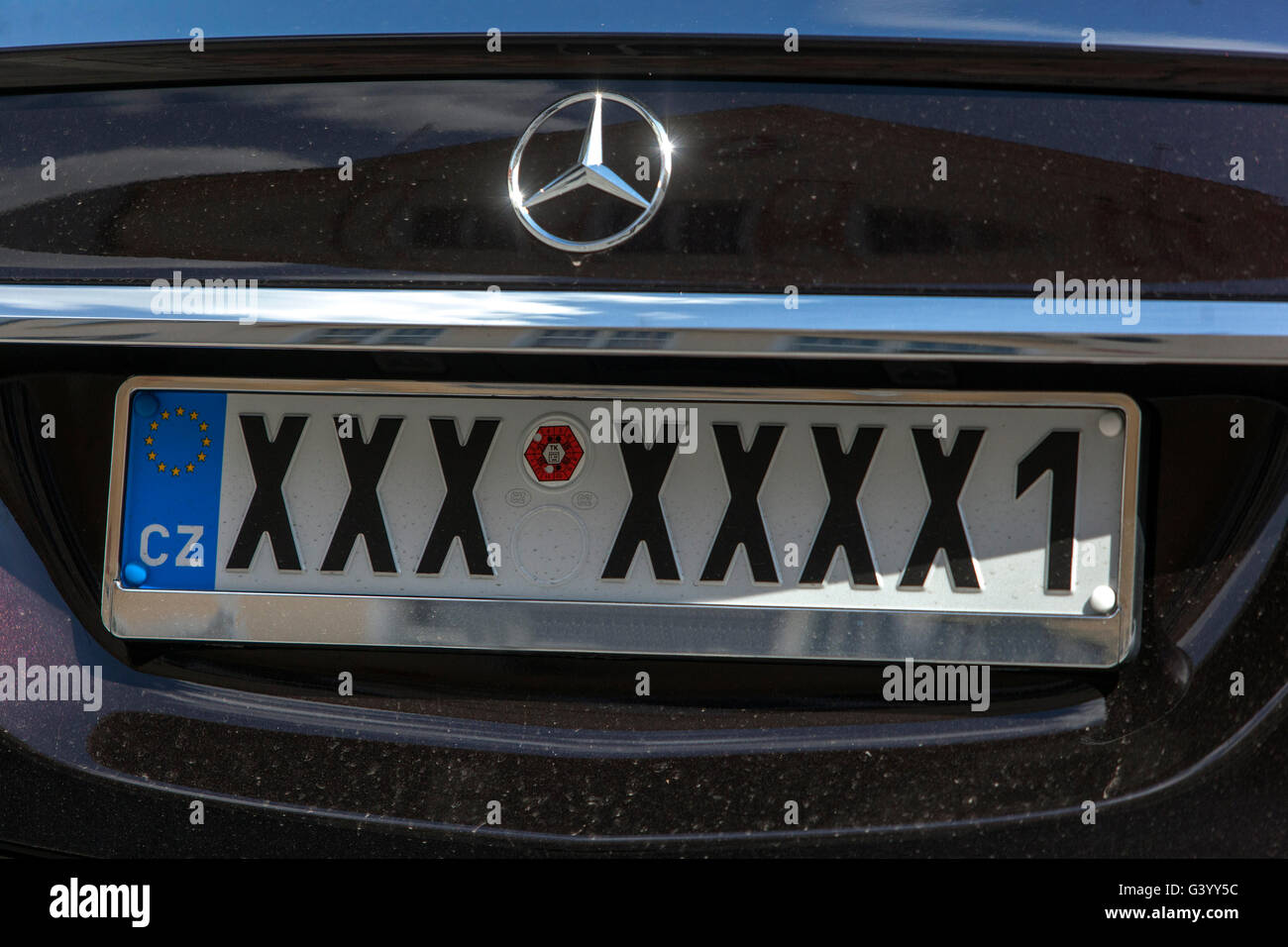 Unusually car license plate declared in the Czech Republic Stock Photo