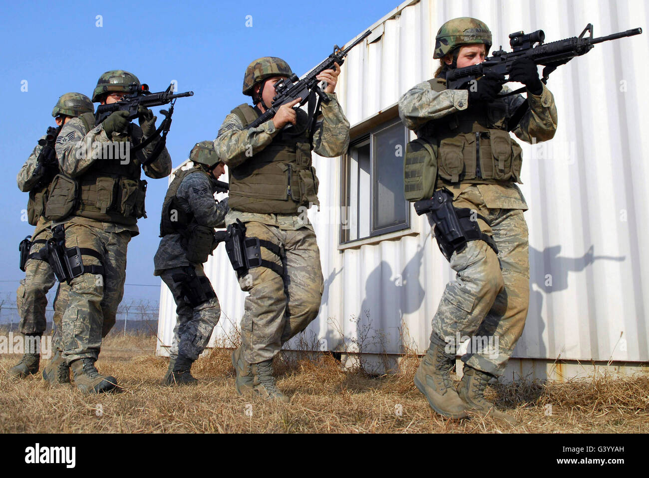 Soldiers participate in training exercises. Stock Photo