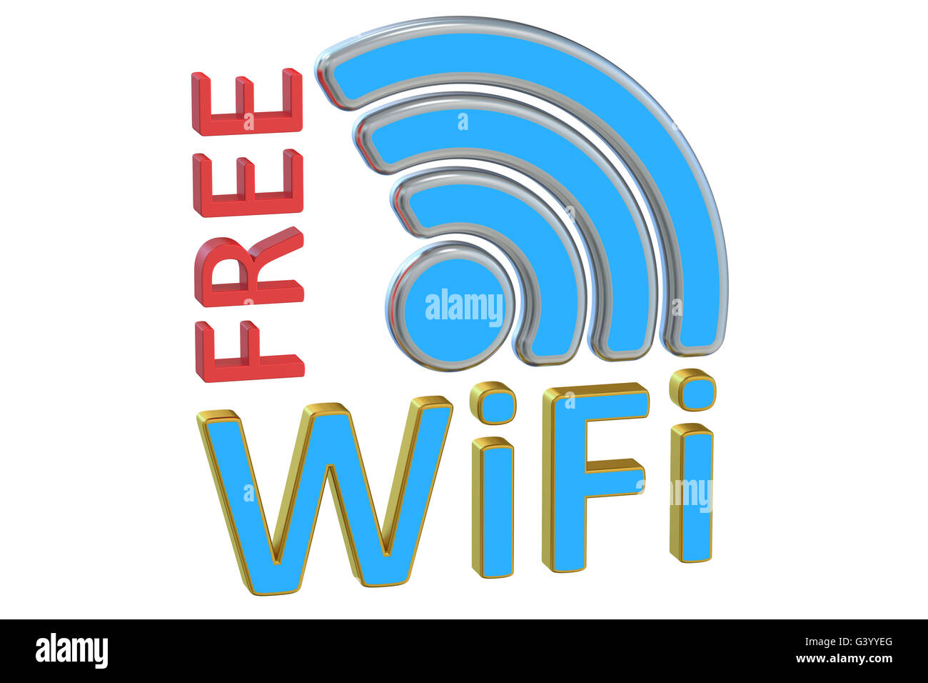 Free Wi-Fi concept, 3D rendering isolated on white background Stock Photo