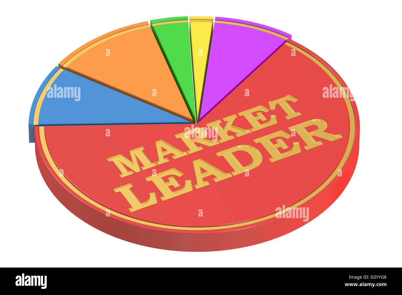 Market Leader concept with Pie Chart, 3D rendering Stock Photo