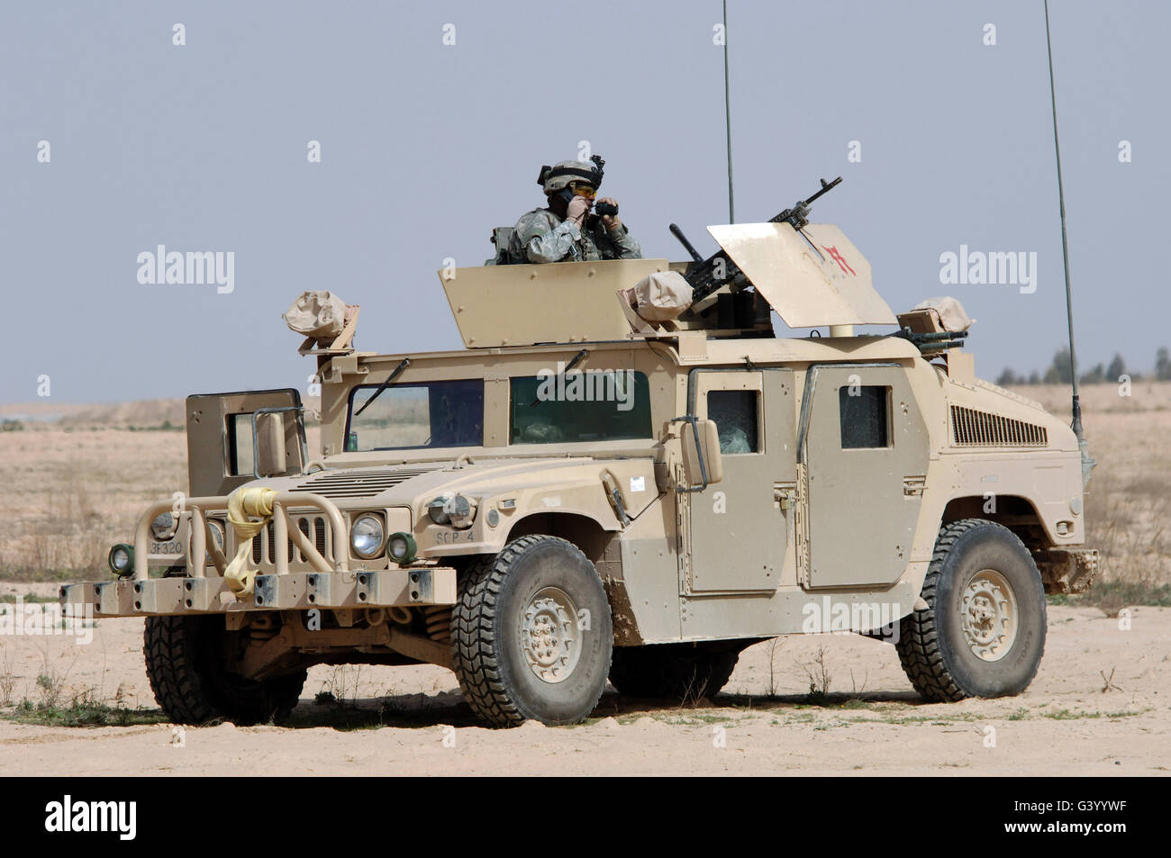 United States and Iraqi Army soldiers perform a routine patrol in Salah Ad Din Province, Iraq. Stock Photo