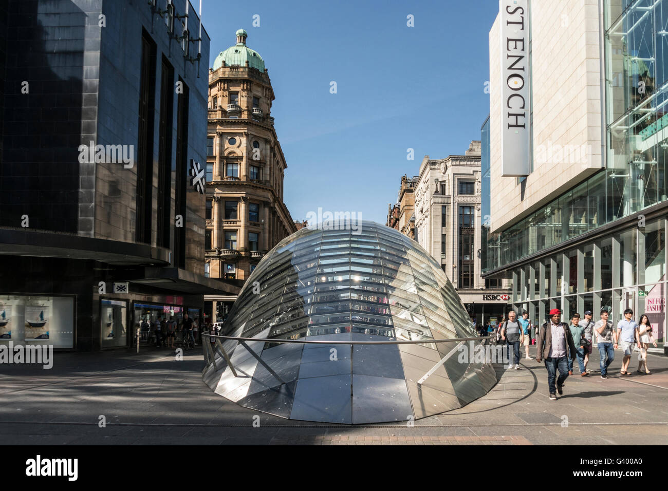 Subway entrance, St Enoch Square,Glasgow,Scotland, UK, Stock Photo