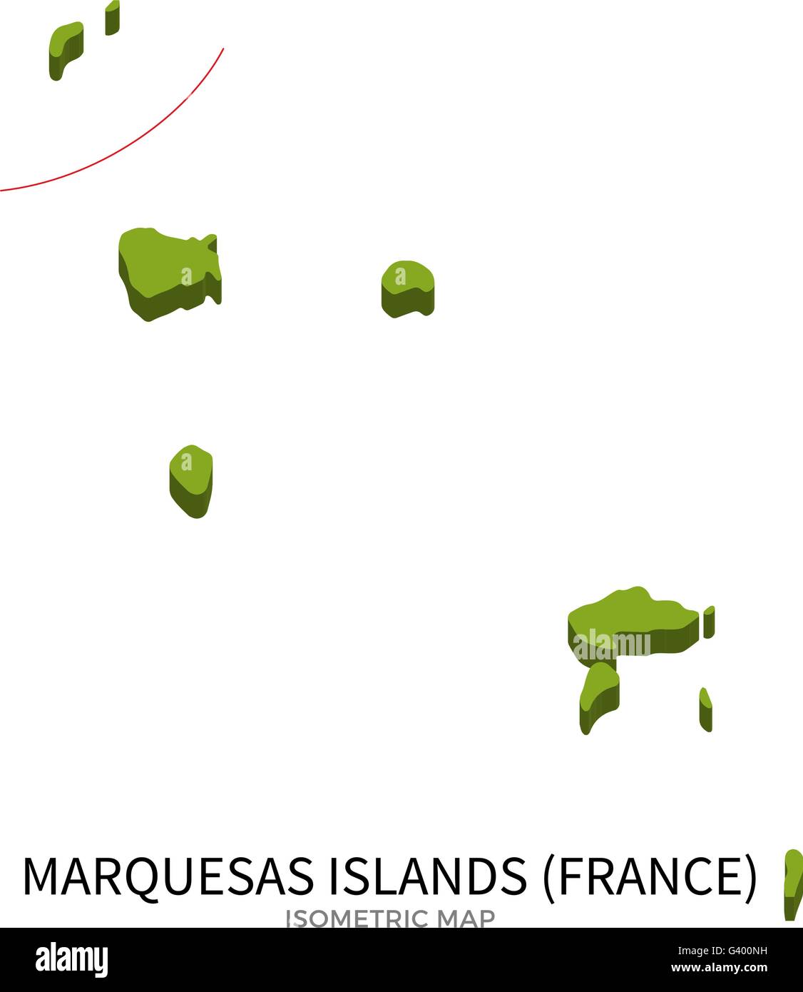 Isometric map of Marquesas Islands detailed vector illustration Stock Vector