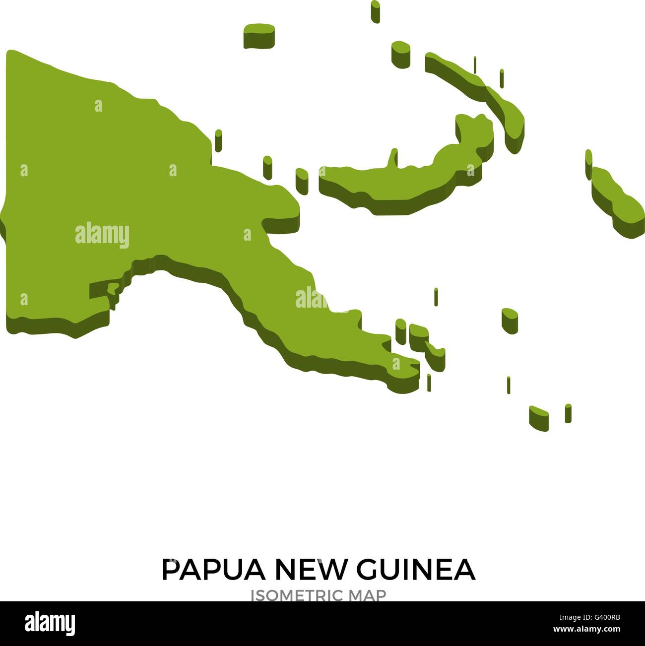 Isometric map of Papua New Guinea detailed vector illustration Stock ...