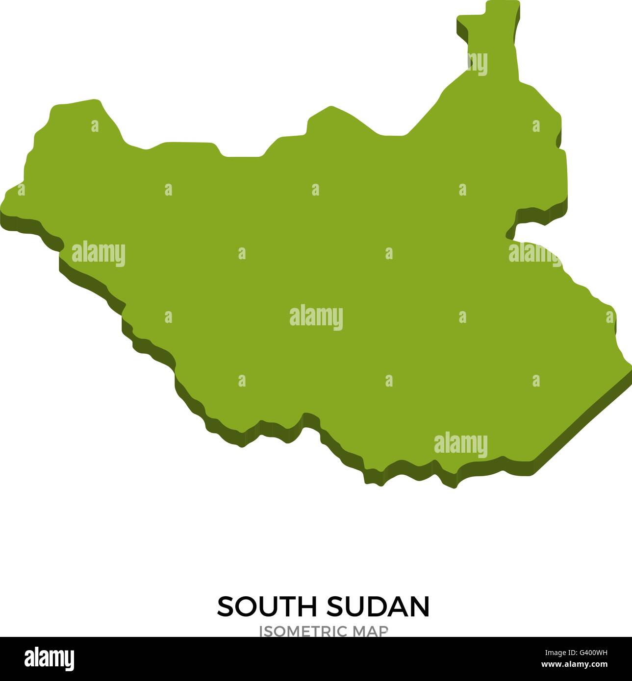 Isometric map of South Sudan detailed vector illustration Stock Vector ...